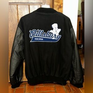 Pillsbury Doughboy Poppin Fresh Varsity Letter Jacket Coat Leather XL